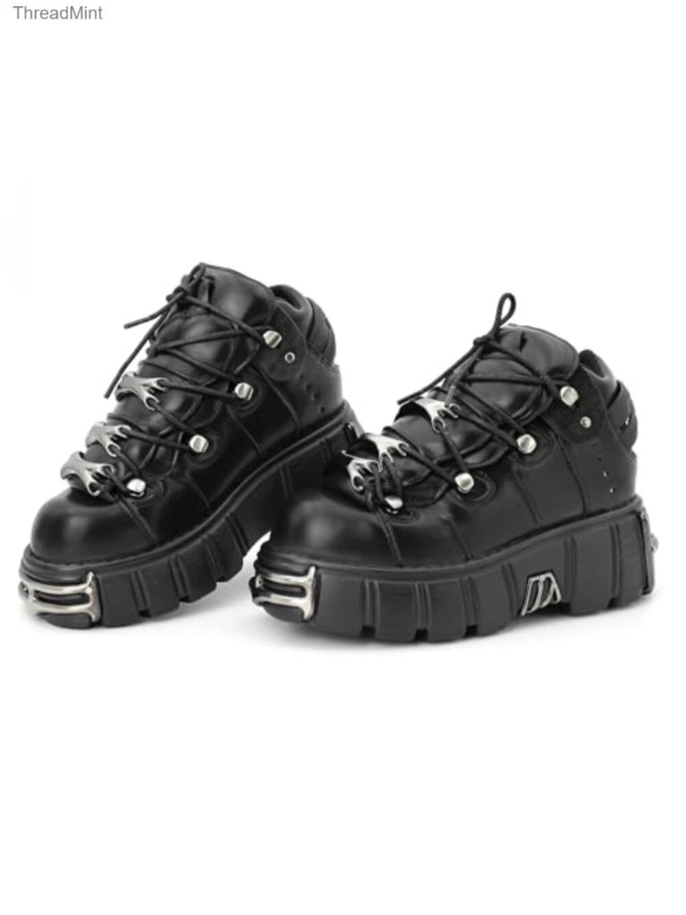 Women's Waterproof Microfiber Platform Combat Boots Lace-up Punk Gothic Ankle
